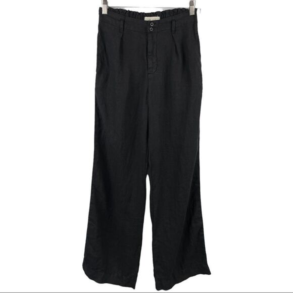 BELLA Dahl Wide Leg Black Linen Pants Size 26 - Picture 6 of 11